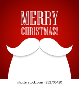 Christmas card with a beard and mustache Santa Claus. Vector illustration