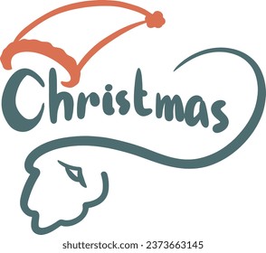 Christmas card with a beard and mustache Santa Claus. Vector illustration