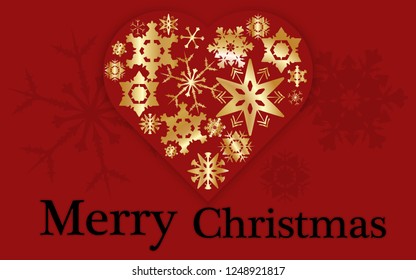Christmas card. Beautiful christmas background. Golden snowflakes.