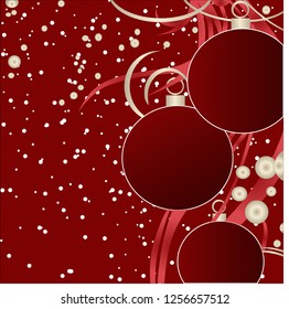 Christmas card with beautiful balls and white snowflakes
