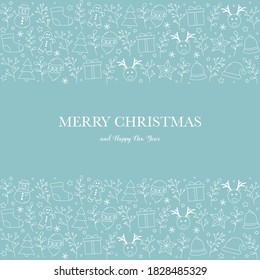 Christmas card with beautiful ornaments. Concept of Xmas greeting card. Vector