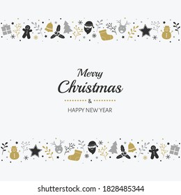 Christmas card with beautiful ornaments. Concept of Xmas greeting card. Vector