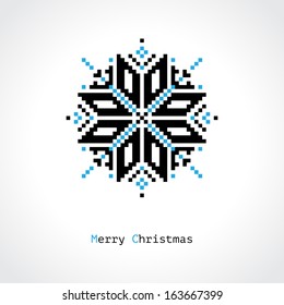 Christmas Card With Beautiful Pixel Snowflake