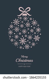 Christmas card with beautiful snowflakes. Concept of Xmas ball. Vector