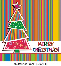 Christmas Card . Beautiful Christmas tree illustration. Vector
