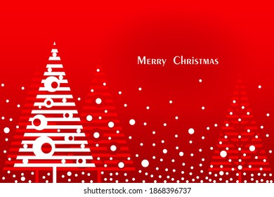 Christmas card with beautiful Christmas trees and space for text. Vector New Year illustration.