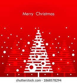 Christmas card with beautiful Christmas trees and space for text. Vector New Year illustration.