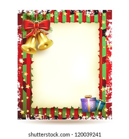 Christmas card with bell and old paper