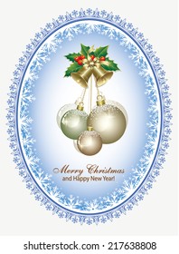 Christmas card with bells and balls