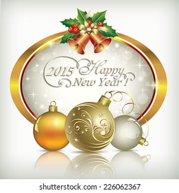 Christmas card with bells and balls