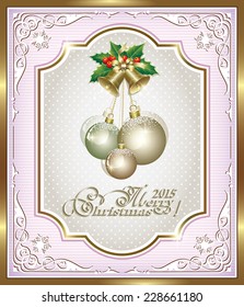 Christmas card with bells and balls