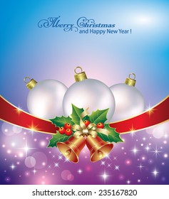 Christmas card with bells and balls