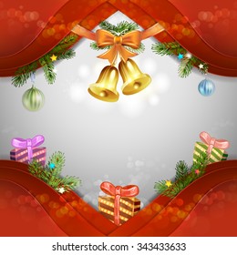 Christmas card with bells and bow