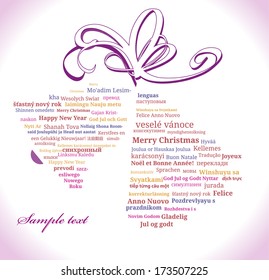 Christmas card with bells and sample text on light background