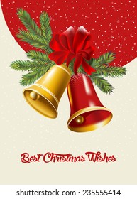 Christmas card with Christmas bells. Vector illustration
