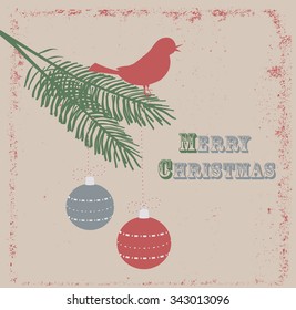 Christmas card with bird