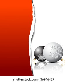 Christmas card - black and white bulbs with red place for your text