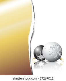 Christmas card - black and white bulbs with golden place for your text