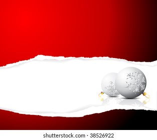 Christmas card - black and white bulbs with red place for your text