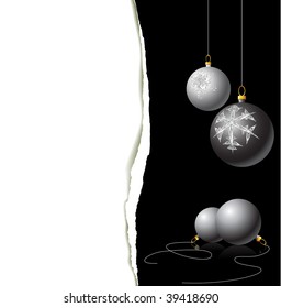 Christmas card - black and white bulbs with  place for your text