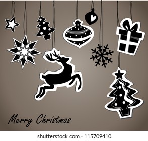 christmas card with black and white elements