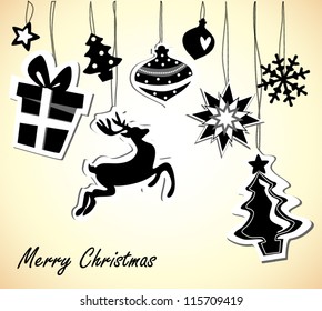 christmas card with black and white elements