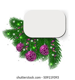 Christmas card, blank form, isolated on white background. Vector illustration.