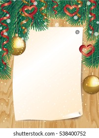 Christmas card, blank form. Vector illustration.