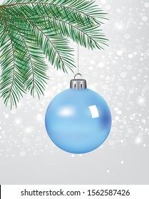 Christmas card with blue ball, vector