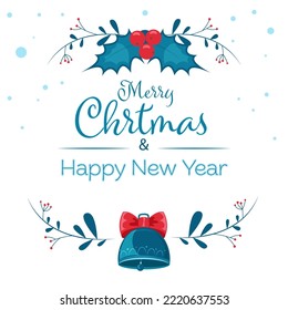 Christmas card in blue colors