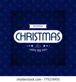 Christmas card with blue pattern background and typographic