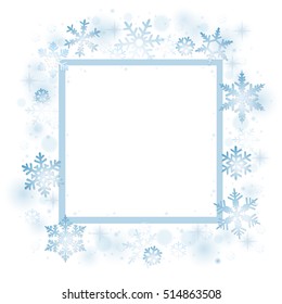 Christmas card with blue snowflakes