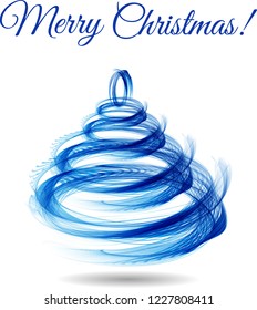 Christmas card with blue Christmas tree