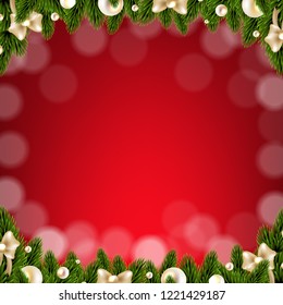 Christmas Card With Border With Gradient Mesh, Vector Illustration