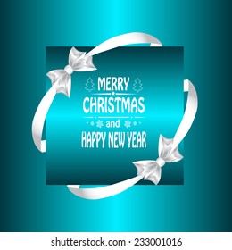 Christmas card with  a bow and ribbon. vector