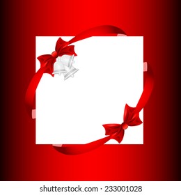 Christmas card with  a bow and ribbon. vector