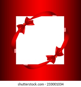 Christmas card with  a bow and ribbon. vector