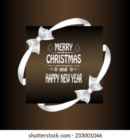 Christmas card with  a bow and ribbon. vector