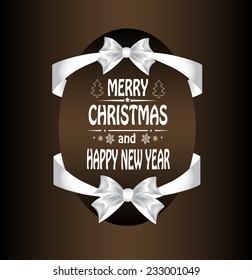 Christmas card with  a bow and ribbon. vector