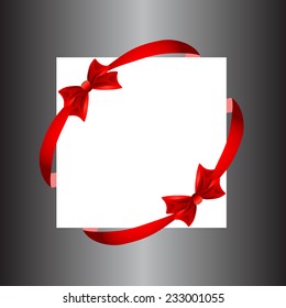 Christmas card with  a bow and ribbon. vector