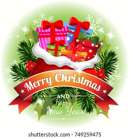 christmas card with bundle gift