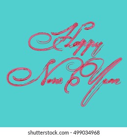 Christmas card - calligraphic letters on a blue background