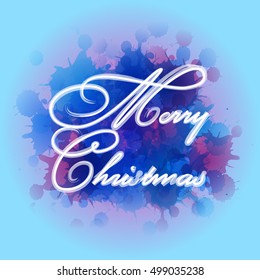Christmas card - calligraphic letters on a blue background - Shutterstock ID 499035238