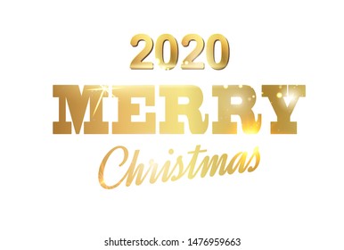 Christmas card with calligraphic text over white background. Merry Christmas greeting card. Vector illustration.