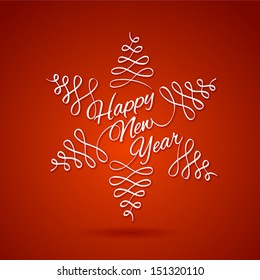 christmas card with calligraphic and typographic elements cheerful classical vacation popular flake holiday background scene border ball red new ceremonial christmas ceremony ornate fancy refreshing g