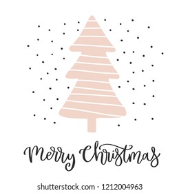 Christmas card with calligraphy for invitation, flyer, planner, sticker, scrapbooking, print, posters, 