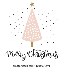 Christmas card with calligraphy for invitation, flyer, planner, sticker, scrapbooking, print, posters