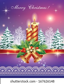 Christmas card with candles 