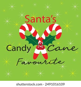 tarjeta de navidad con bastón de caramelo