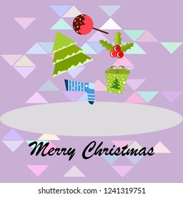 christmas card, candy fir gift christmas sock, vector background